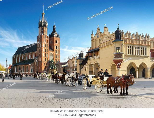 Cracow - St Mary's Church, Market Square, Poland, Europe
