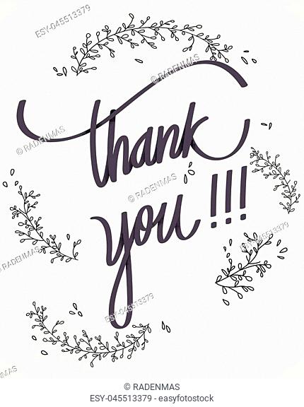 Vector Illustration of Thank you lettering for decorative card