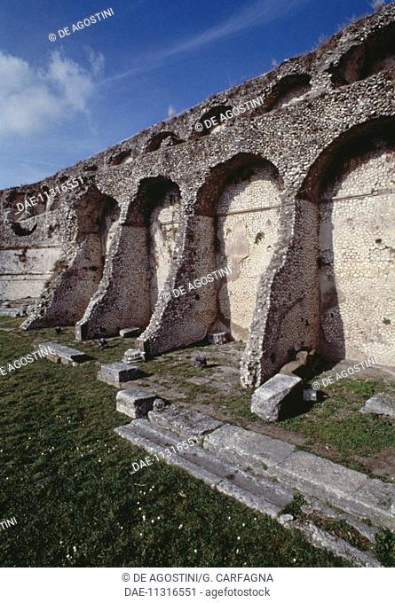 Ruins of the Sanctuary of Fortuna Primigenia, Palestrina, Lazio, Italy. Roman civilisation, 2nd century BC
