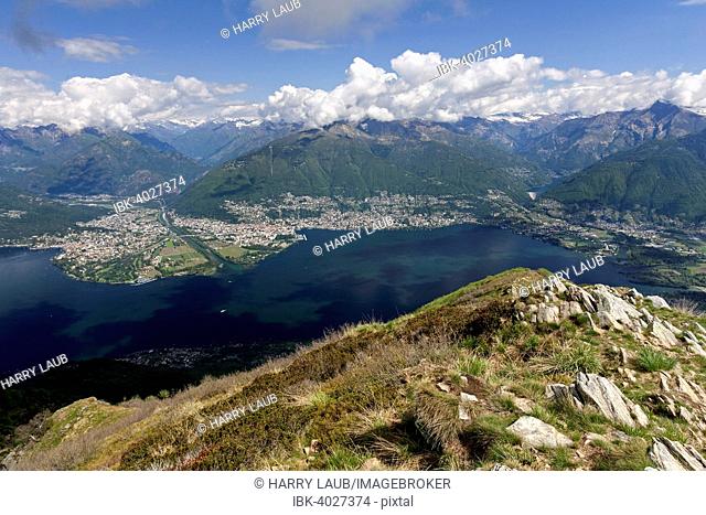 View on Monte Gambarogno on Lago Maggiore, Ticino Alps, Ascona and Locarno, Canton of Ticino, Switzerland