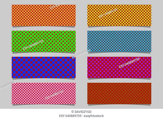 Seamless polka dot pattern horizontal banner background template set - vector graphic designs with colored circles