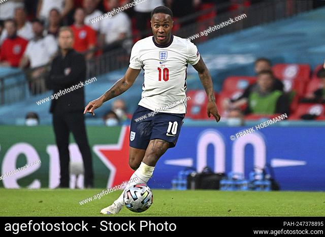 Raheem STERLING (ENG), action, single action, single image, cut out, full body shot, whole figure. Semi-final, game M50, England (ENG) - Denmark (DEN) 2-1 nV on...