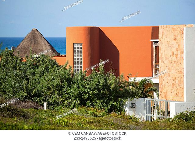 Colorful house with modern architecture, Isla Mujeres, Cancun, Quintana Roo, Yucatan Province, Mexico, North America