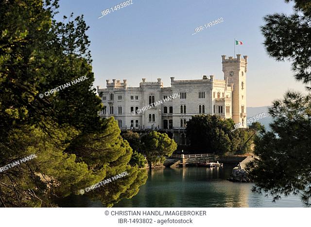 Miramare Castle, Castello di Miramare, in the Bay of Grignano, Trieste, Italy, Europe