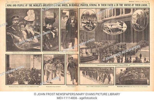 1915 pages 6 & 7 Daily Sketch King George V attends Intercession Service at St. Paul's Cathedral