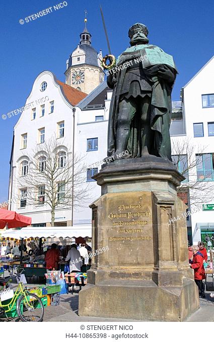 Hanfried-Statue des Universitätsgründers Kurfürst Johann Friedrich I. von Sachsen, Stadtkirche St. Michael, Jena, Thüringen, Deutschland