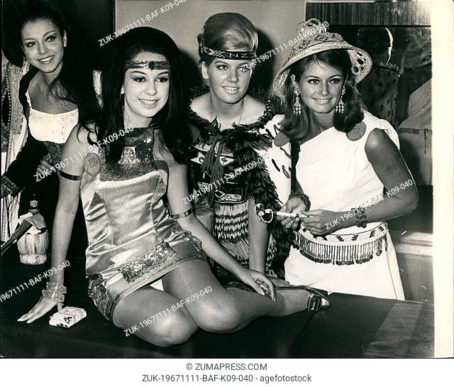 Nov. 11, 1967 - International Beauty Queens Attend The Variety Club's Luncheon At The Savoy Hotel: The international beauty queens who are competing in the...