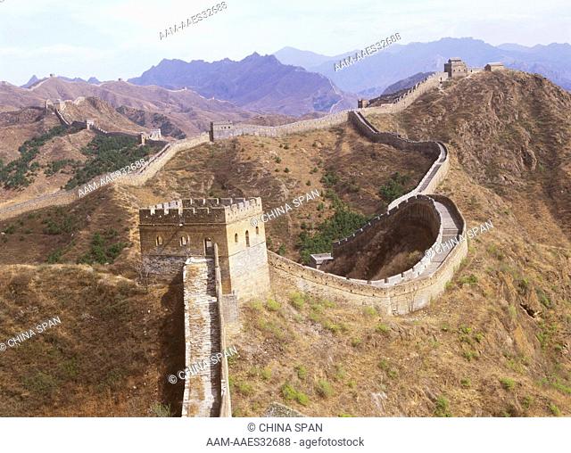 Great Wall winding through the Mountains, Hebei, China