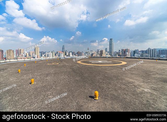Heliport and skyline in guangzhou china
