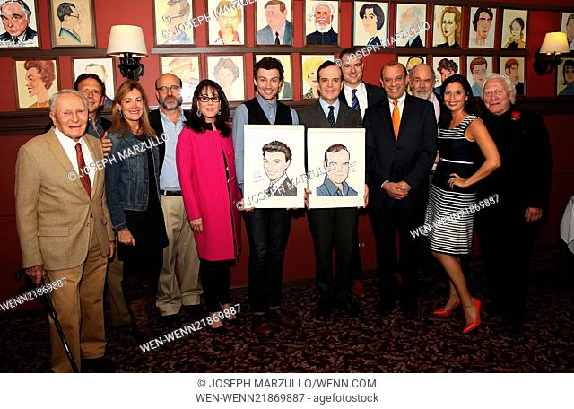 A portrait unveiling of the two stars of Broadway's A Gentleman's Guide to Love and Murder at Sardi's restaurant. Featuring: Bryce Pinkham, Jefferson Mays