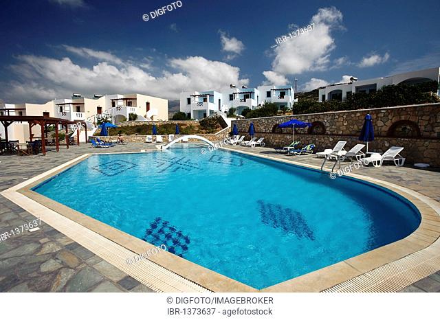Swimming pool, hotel complex, island of Karpathos, Aegean Islands, Aegean Sea, Greece, Europe