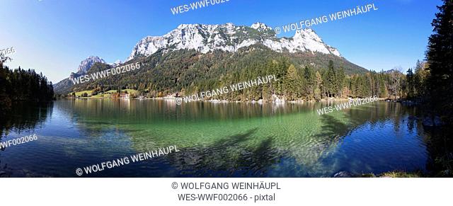 Germany, Bavaria, Ramsau, View of Reiteralpe mountain with Hintersee lake