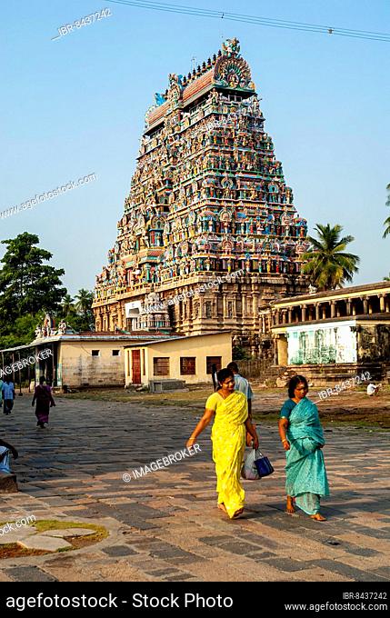 West gopuram tower in Thillai Nataraja temple in Chidambaram, Tamil Nadu, South India, India, Asia