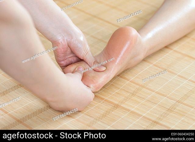 A foot massage the young lady high quality photo