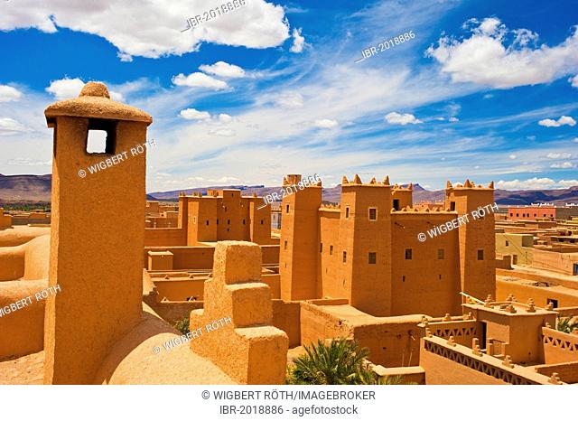 Restored kasbahs, mud fortresses, residential castles of the Berbers, Tighremt, Nekob, southern Morocco, Morocco, Africa