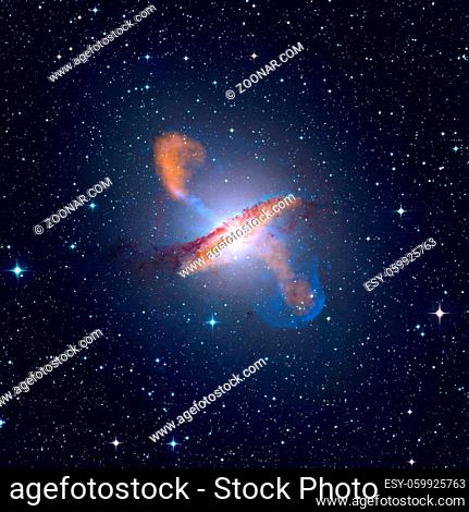 Centaurus A or NGC 5128 is a prominent galaxy in the constellation of Centaurus. Retouched image. Elements of this image furnished by NASA