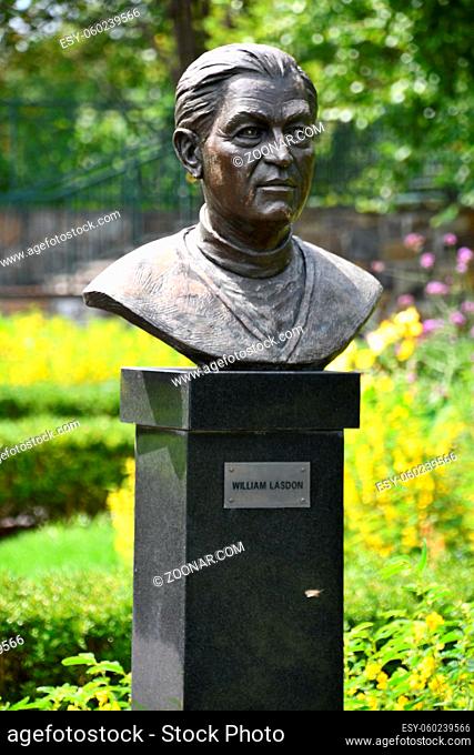 Statue of William Lasdon at Lasdon Park and Arboretum in Katonah, New York USA