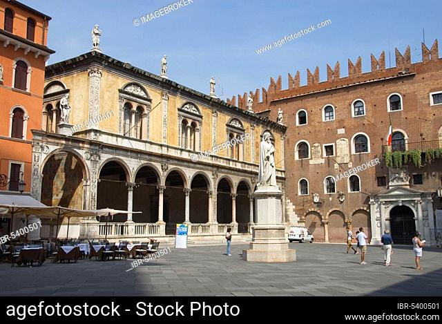 Loggia del Consiglio, Dante Monument, Palazzo del Governo, Piazza dei Signori, Verona, Veneto, Italy, Venezia, Veneto, Europe