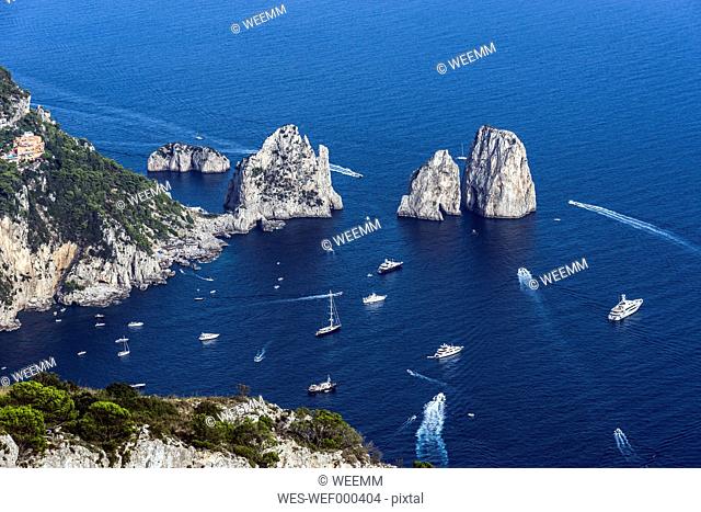 Italy, Capri, View of Faraglioni
