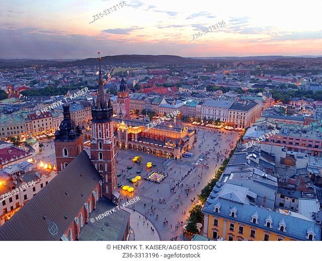 Panorama of Krakow from the air, Poland