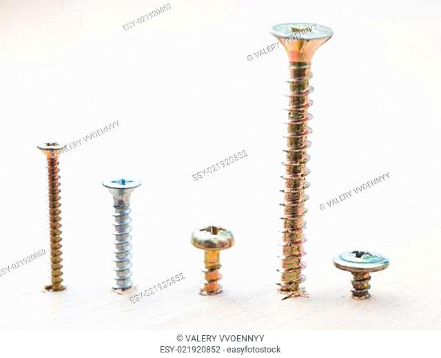 range of screws wrapped in wooden plank