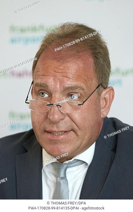 The state Secretary of the Interior in Rhineland-Palatinate, Randolf Stich (SPD), speaks during a press conference at the Hahn airport inÂ Hahn, Germany