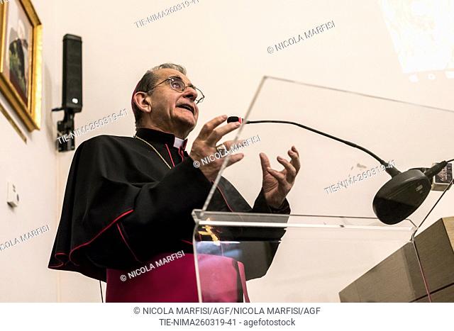 Bishop Mario Delpini attends at Exhibition ' Il Raffaello dell'Ambrosiana. In principio il cartone' The Preliminary Cartoon of the School of Athens by Raffaello...