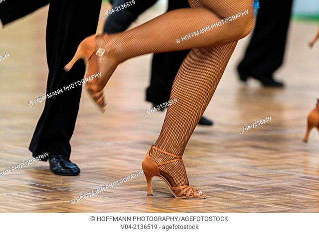 Couple at latin dancing at a dancing competition, Germany, Europe