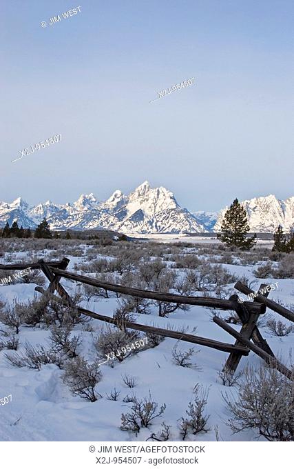 Moose, Wyoming - The Teton mountain range, from the Triangle X Ranch, a guest ranch in Grand Teton National Park
