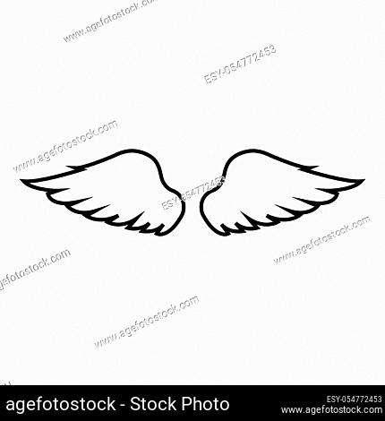 Wings of bird devil angel Pair of spread out animal part Fly concept Freedom idea icon outline black color vector illustration flat style simple image