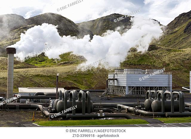 Hellisheidi sustainable energy geothermal power plant station in Hengill, Iceland