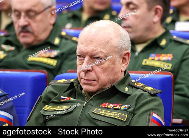 RUSSIA, MOSCOW - DECEMBER 19, 2023: Army General Oleg Salyukov, commander-in-chief of the Russian Ground Forces, attends an expanded meeting of the Russian...