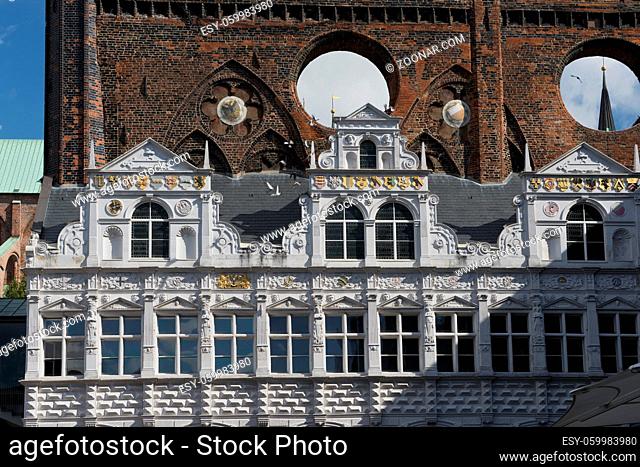 Particular on the facade of the town-hall of Lubeck, in Germany