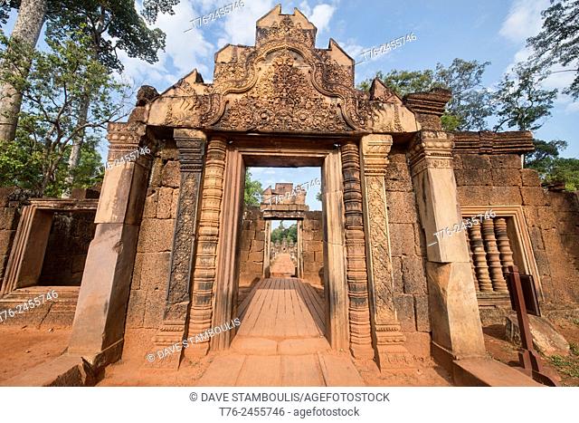 Entry to the Banteay Srei temple at Angkor Wat in Siem Reap, Cambodia