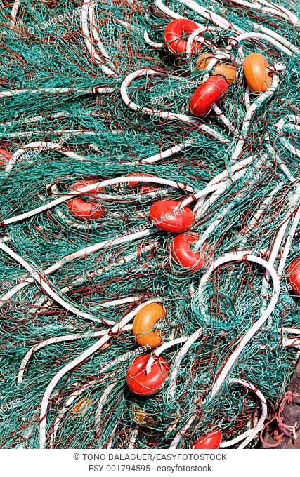 fishing nets and buoys tackle for professional mediterranean fisherboat