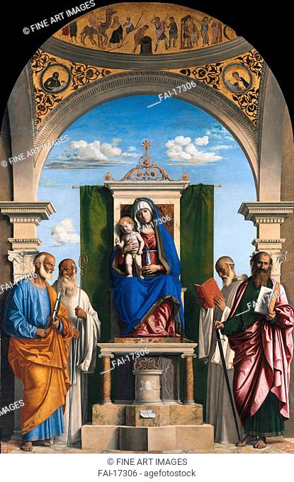Enthroned Madonna with Child and Saints Peter, Romuald, Benedict and Paul. Cima da Conegliano, Giovanni Battista (ca. 1459-1517). Oil on wood