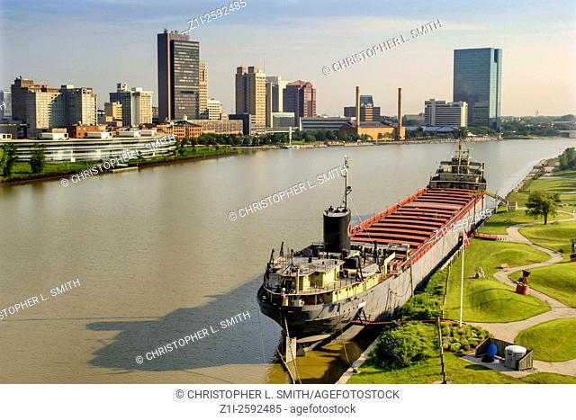 S. S. Willis B. Boyer Great lakes Freighter moared on the Maumee River