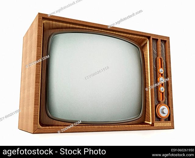 Vintage television isolated on white background. 3D illustration