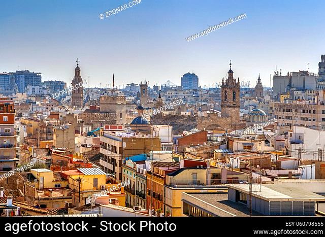 view of Valencia historical center from Quart Towers, Spain