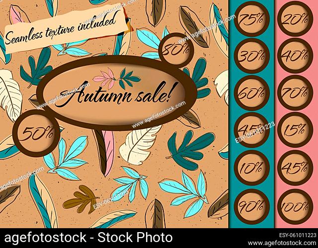 Autumn sale poster with seamless texture. Vector illustration EPS10