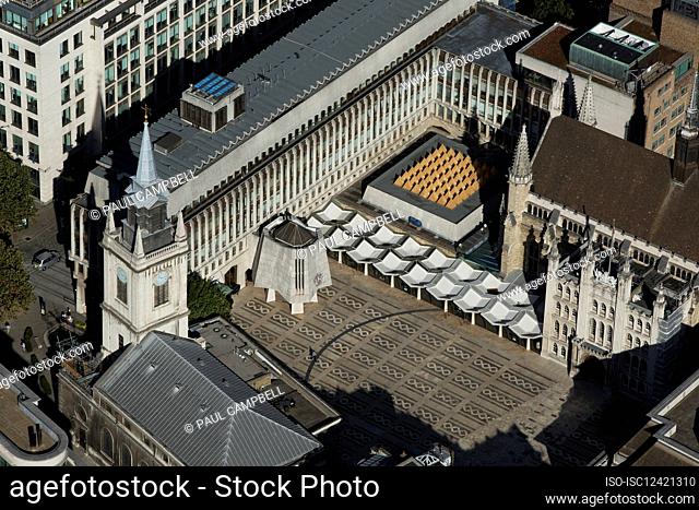 UK, London, Aerial view of Guildhall