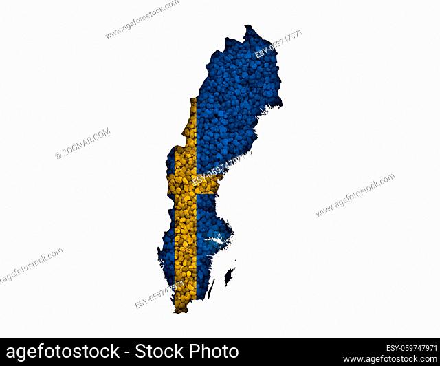Karte und Fahne von Schweden - Map and flag of Sweden