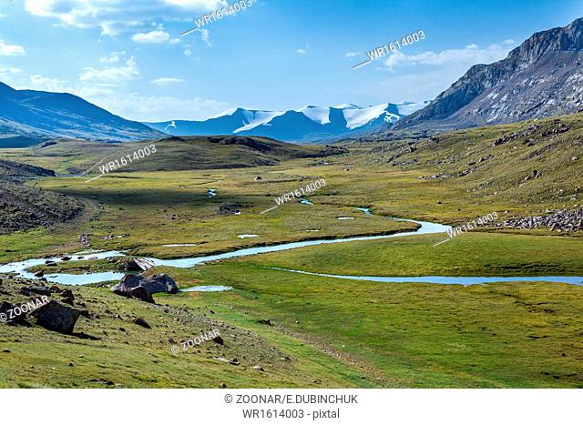 River in mountain valley. Kirgizstan