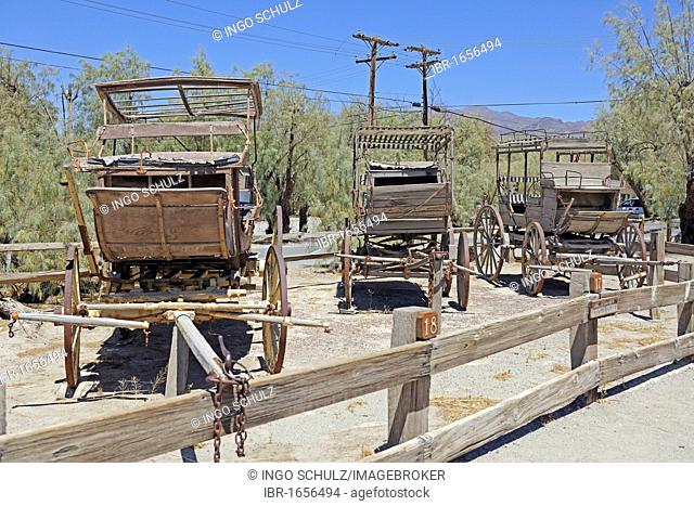 Historic carriages from 1880, Borax Museum, Furnace Creek Museum, Death Valley National Park, California, USA, North America