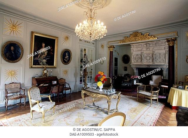 Living room of the Chateau de Terre-Neuve, Fontenay-le-Comte, Loire Valley (UNESCO World Heritage List, 2000), Pays de la Loire, France