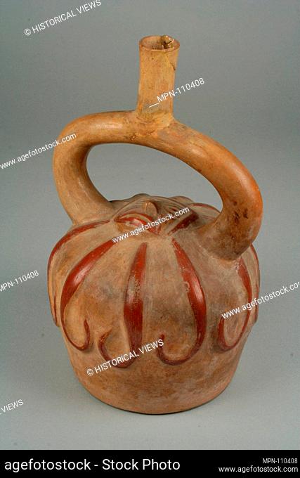 Bottle, Starfish. Date: 4th-7th century; Geography: Peru; Culture: Moche; Medium: Ceramic; Dimensions: Overall: 8 1/2 in. (21