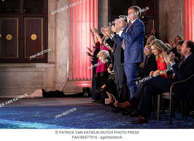 King Willem-Alexander, Queen Maxima, Princess Beatrix, Princess Mabel, Prince Constantijn and Princess Laurentien of The Netherlands attend the award ceremony...
