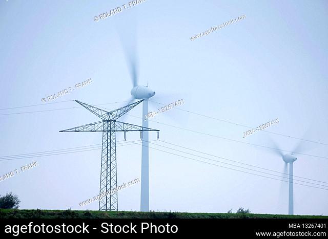Germany, East Frisia, wind turbines near Emden