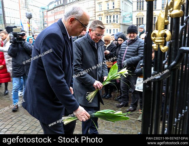 11 February 2023, Bremen: Bremen Mayor Andreas Bovenschulte (SPD, l) and the President of the Bremen City Council, Frank Imhoff (CDU, r)