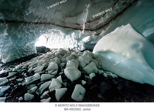 Entrance of an ice cave of a glacier, Big Four Ice Caves, Okanogan-Wenatchee National Forest, Washington, USA